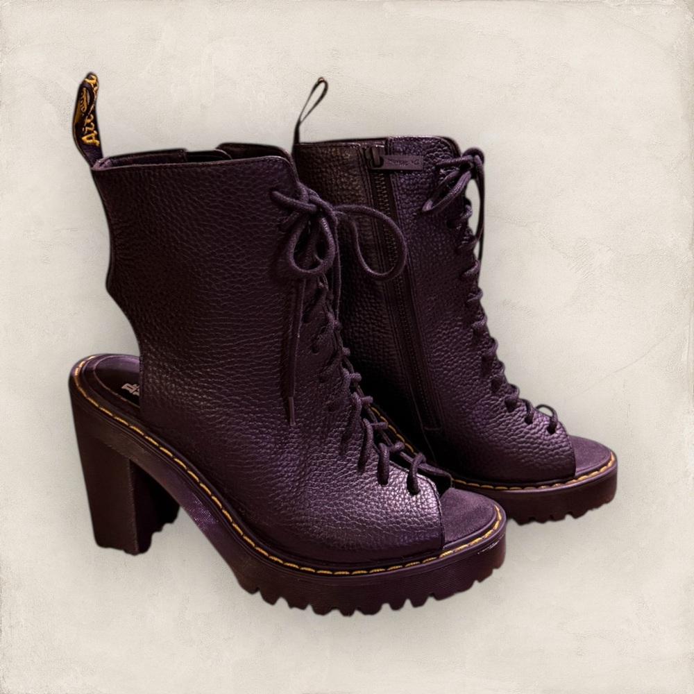 Dr. Martens Women's Carmelita Open Toe Black Heeled Boots
